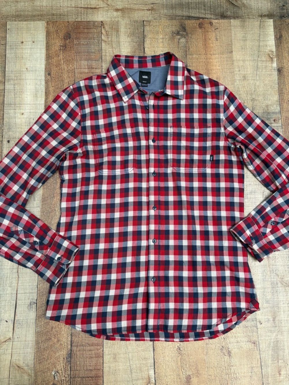 Vans Red, White & Navy Plaid Button-Down Shirt